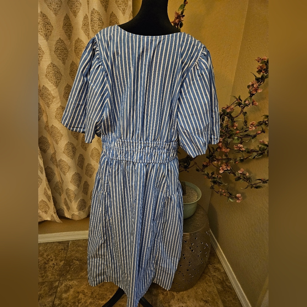 Blue and White Striped Dress - Picture 2 of 4